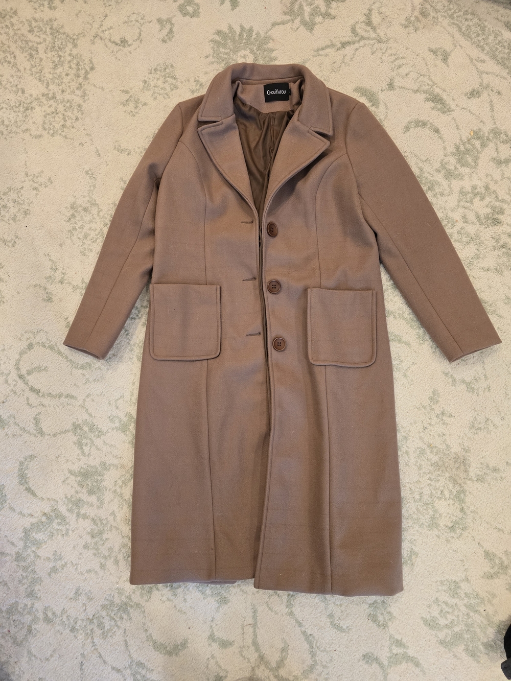 Women's Camel Knee-Length Wool Blend Coat